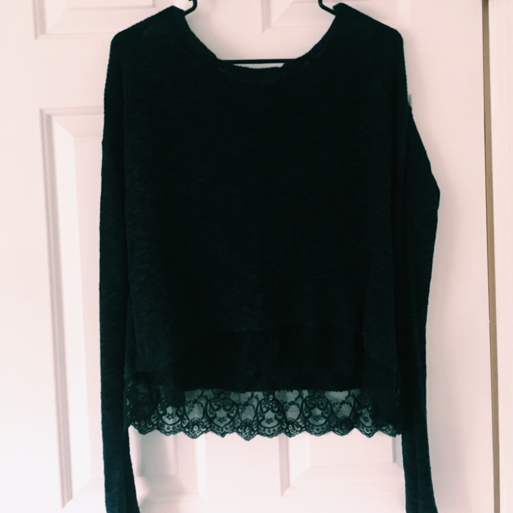 Navy sweater with lace